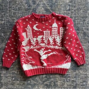 Vintage retro kids gap knit sweater holiday ice skater